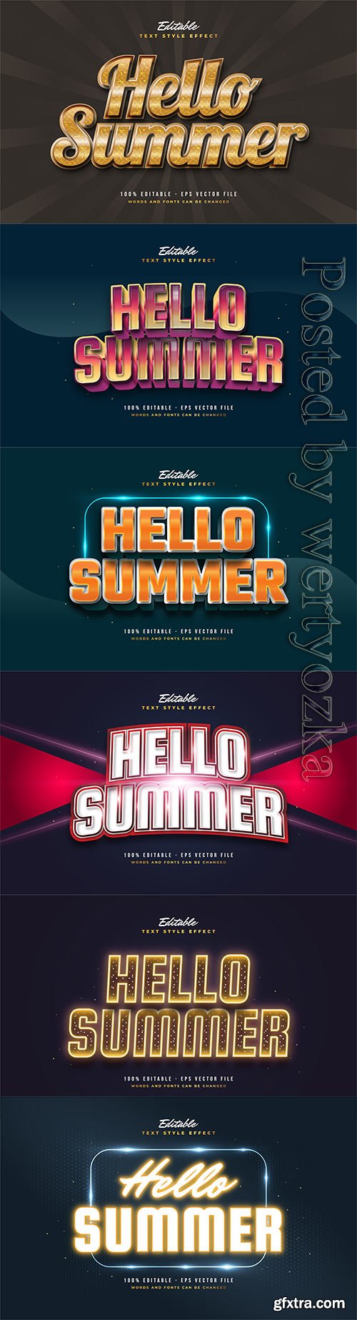 Hello summer 3d editable text style effect in vector vol 12