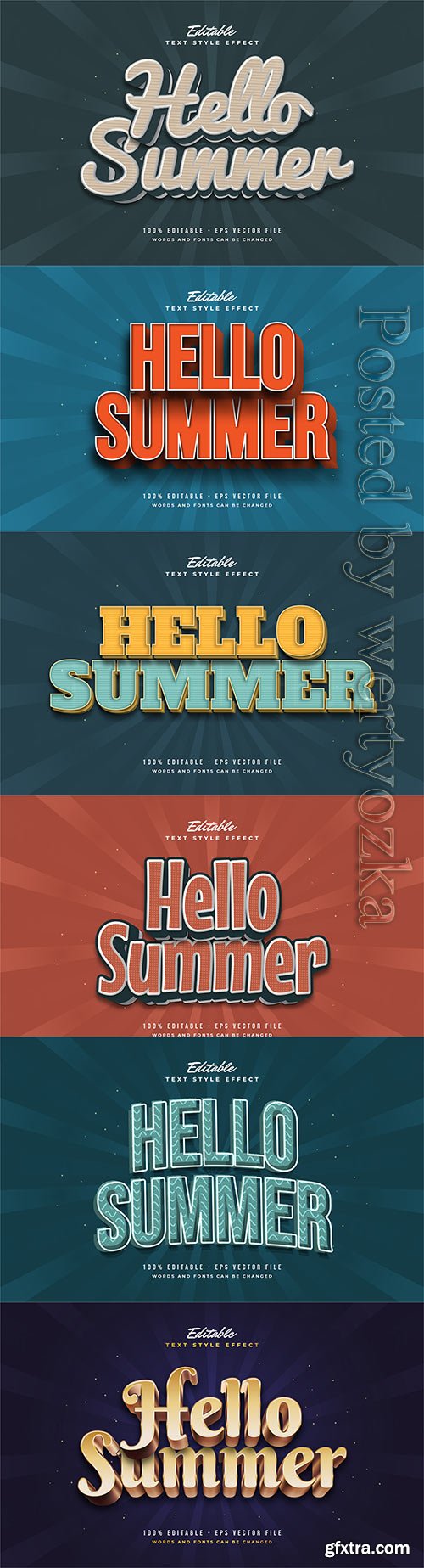 Hello summer 3d editable text style effect in vector vol 10