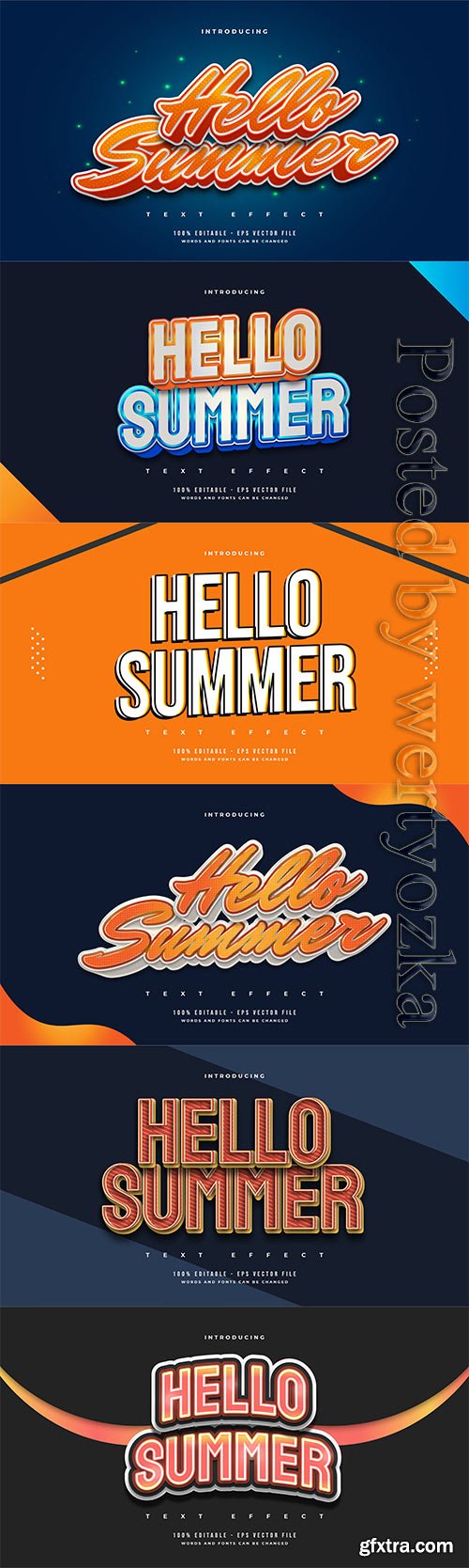 Hello summer 3d editable text style effect in vector vol 8