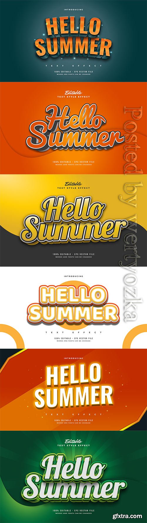 Hello summer 3d editable text style effect in vector vol 9