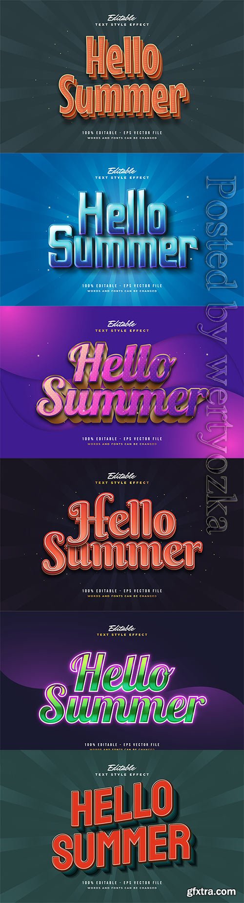 Hello summer 3d editable text style effect in vector vol 11