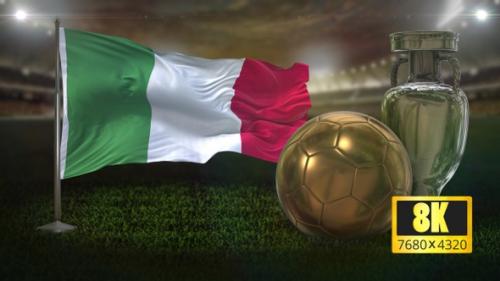 Videohive - 8K Italy Flag With Football and Cup Background Loop - 32620746 - 32620746