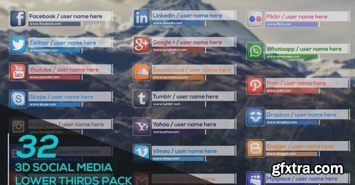 32 3D Social Media Lower Thirds Pack After Effects Templates 31849