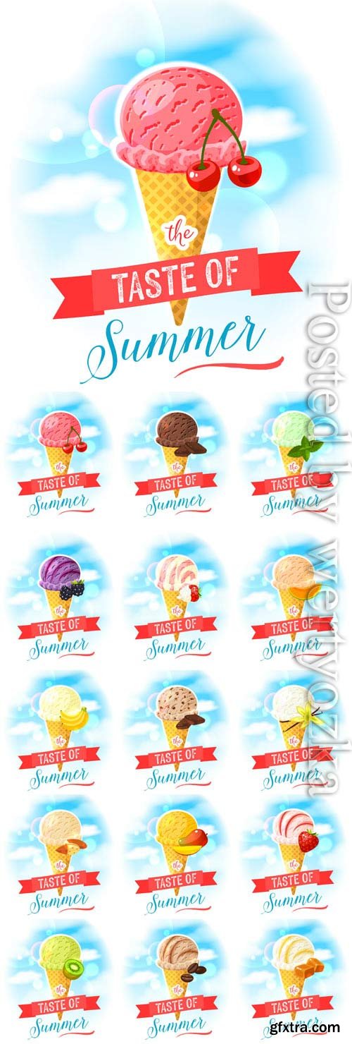 Ice cream assortment in vector