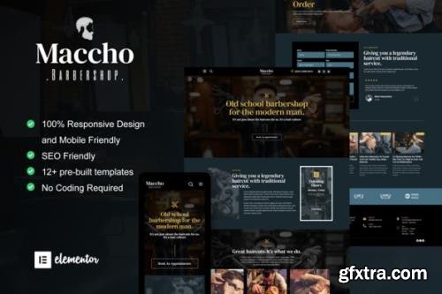 ThemeForest - Maccho v1.0.0 - Gentlemen Barbershop Elementor Template Kit - 32642790