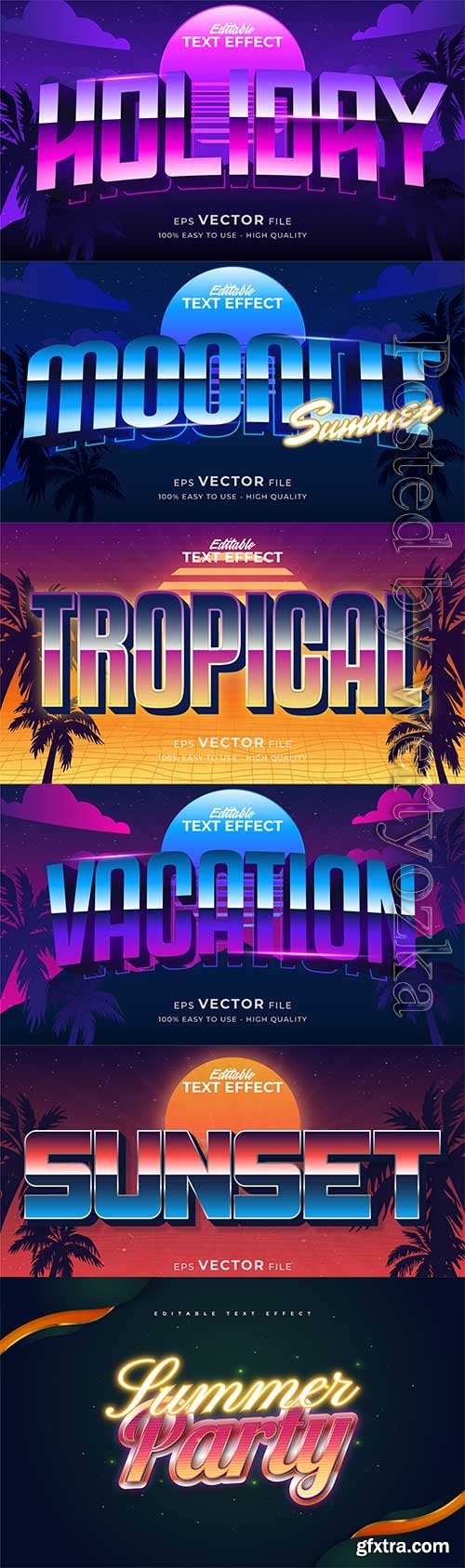 Retro summer holiday text in grunge style theme in vector vol 17