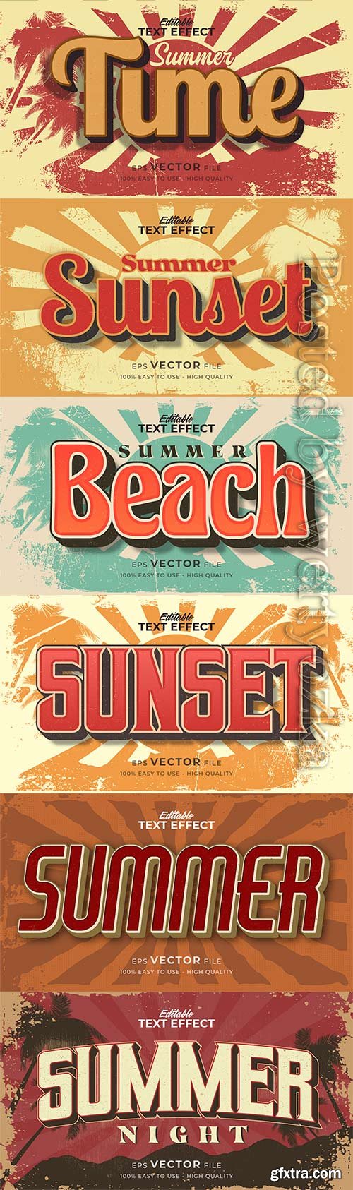 Retro summer holiday text in grunge style theme in vector vol 4