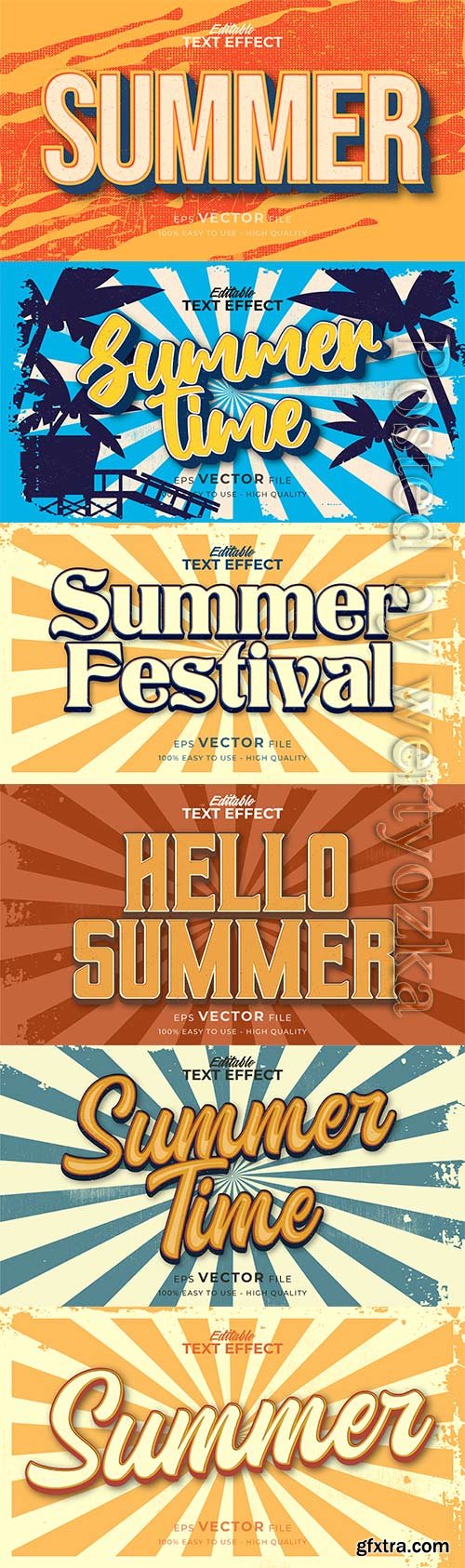 Retro summer holiday text in grunge style theme in vector vol 3