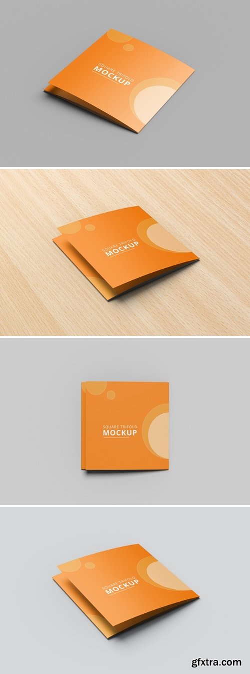 Square Trifold Brochure Mockup 03