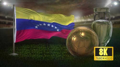 Videohive - 8 K Venezuela Flag with Football And Cup Background Loop - 32669233 - 32669233