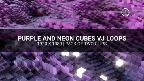 Videohive - Purple And Neon Cubes - 32669267 - 32669267