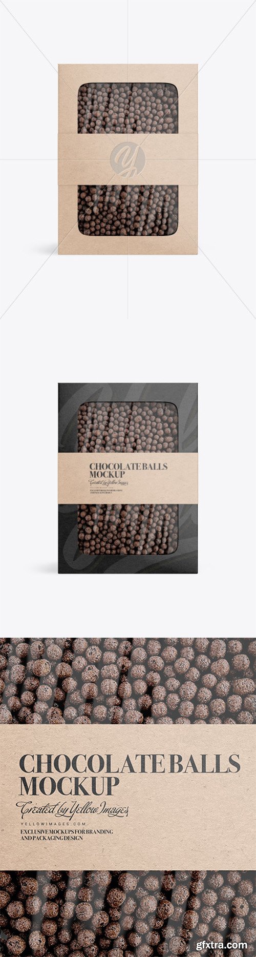 Kraft Paper Box With Chocolate Balls Mockup 80827