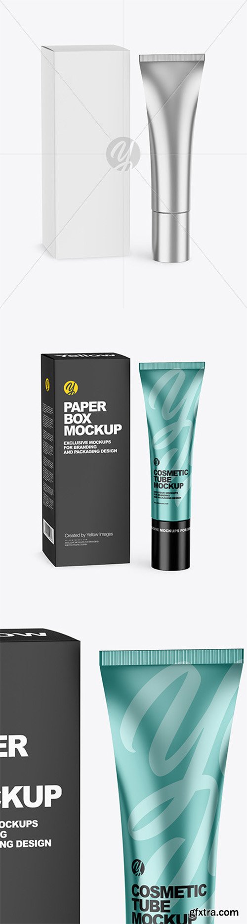 Metallic Cosmetic Tube w/ Box Mockup 80780