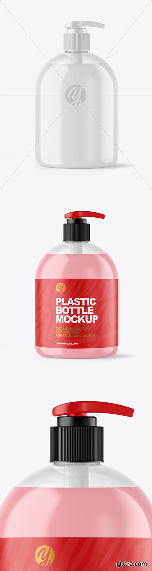 Clear Liquid Soap Bottle with Pump Mockup 62140