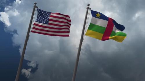 Videohive - Waving Flags Of The United States And The Central African Republic 4k - 32678911 - 32678911