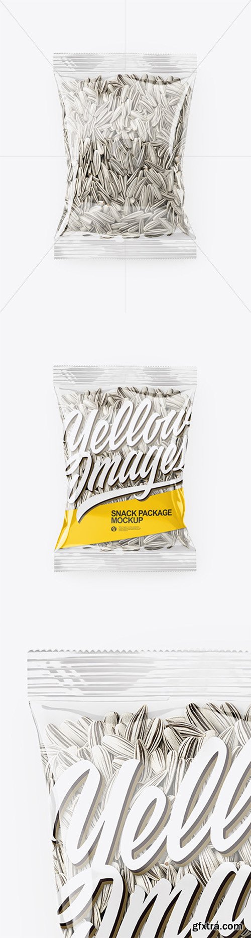 Clear Transparent Plastic Pack with White Sunflower Seeds Mockup - Top View 65863