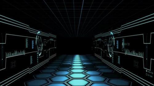 Videohive - Corridor With Hud Servers In Data Center - 32685082 - 32685082