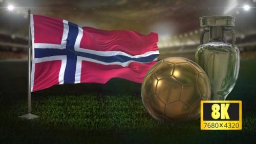 Videohive - 8K Norway Flag with Football And Cup Background Loop - 32695057 - 32695057