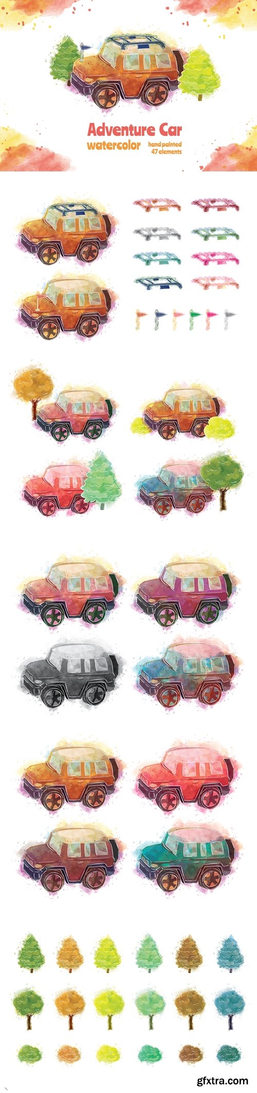 AdventureCar - 47 Watercolor for Adobe Illustrator