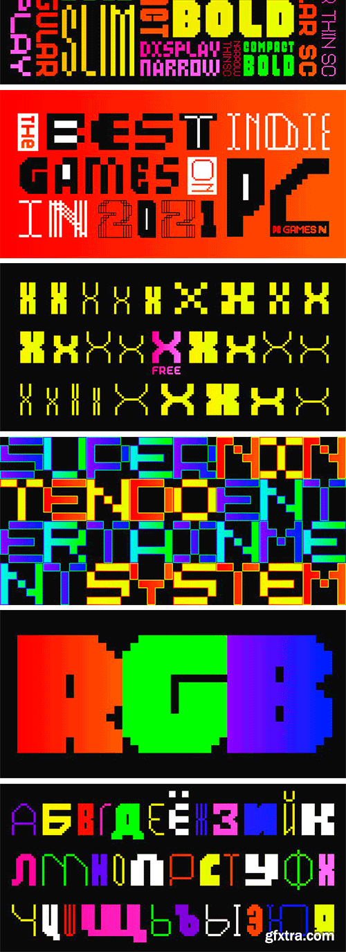 MultiType Pixel Font Family