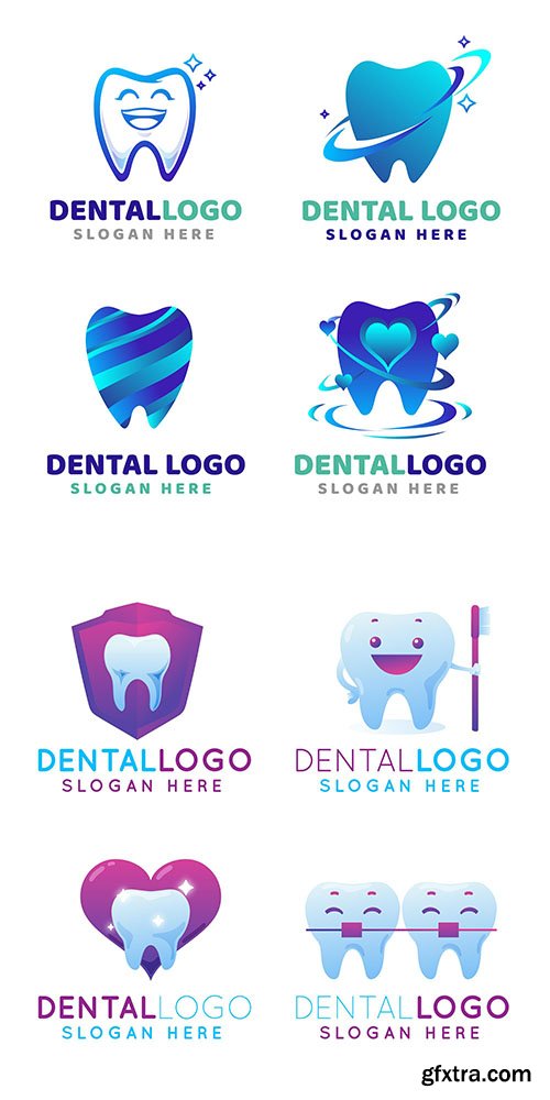 Gradient dental logo templates