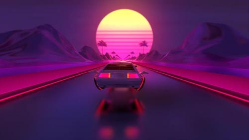 Videohive - Cyberpunk Car Flying Background - 32385238 - 32385238