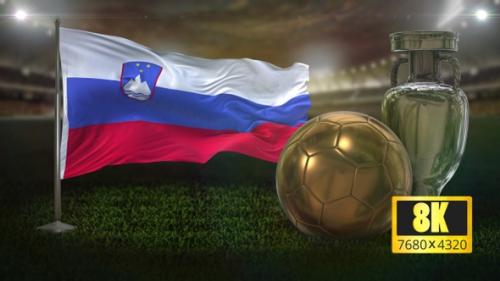 Videohive - 8K Slovenia Flag with Football And Cup Background Loop - 32695063 - 32695063