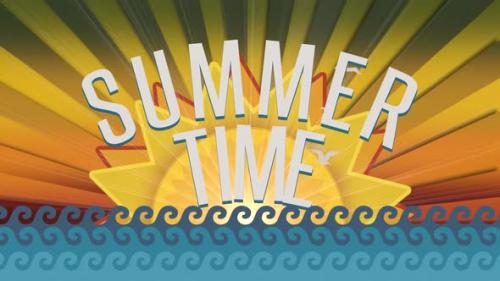 Videohive - Text Summer Time with sea waves and sun rays - 32698731 - 32698731