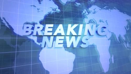 Videohive - Text Breaking News and news intro graphic with blue lines and world map in studio - 32698859 - 32698859