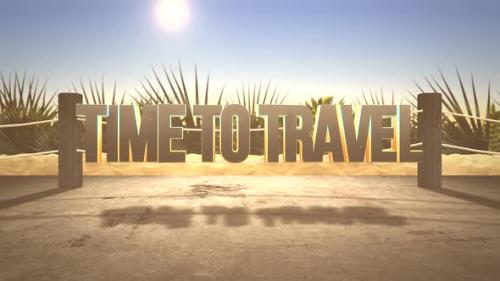 Videohive - Text Time to Travel and closeup sandy beach with sun - 32698896 - 32698896