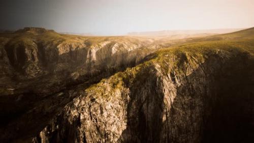 Videohive - Dry Yellow Grass on the Rocky Mountain with Heavy Fog - 32700054 - 32700054