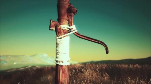 Videohive - Old Hand Water Pump on Dry Hills - 32700075 - 32700075