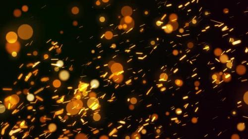 Videohive - Flying Golden Particles Fire Sparks Seamless Looped Background - 32701695 - 32701695