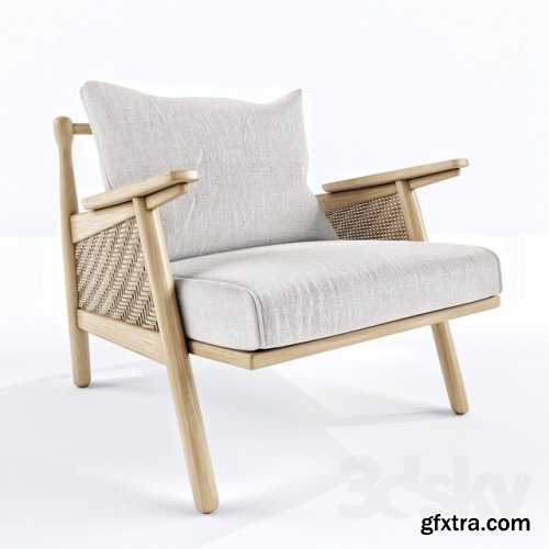 Linen cane chair 3D Model