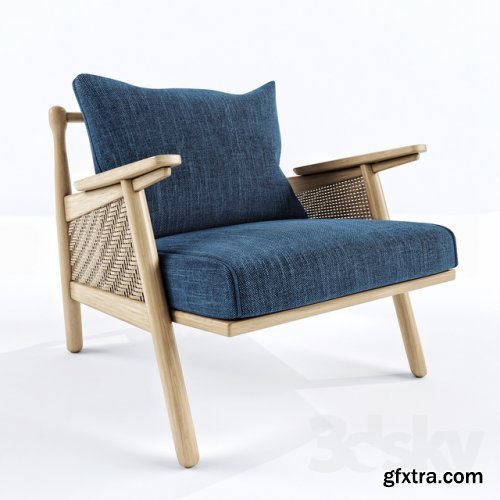 Linen cane chair 3D Model