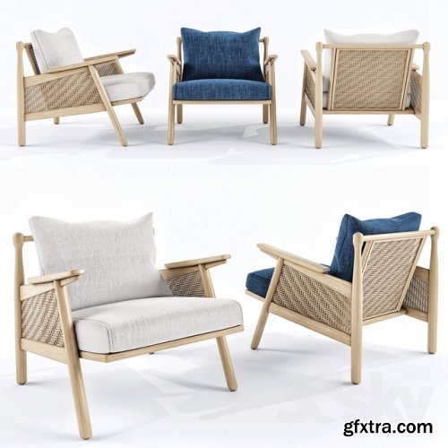 Linen cane chair 3D Model