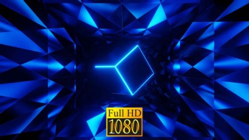 Videohive - Flying Blue Cube In The Tunnel HD - 32683420 - 32683420