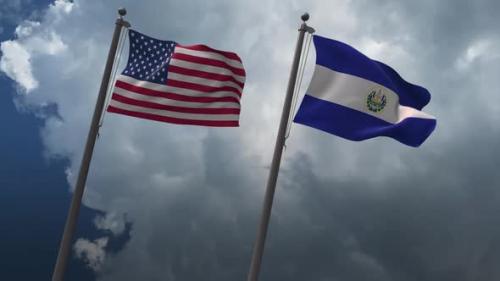 Videohive - Waving Flags Of The United States And El Salvador 2K - 32733991 - 32733991