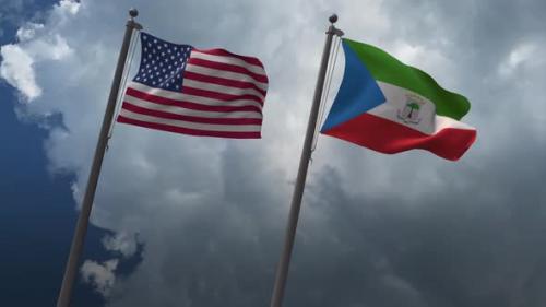 Videohive - Waving Flags Of The United States And Equatorial Guinea 4K - 32734794 - 32734794