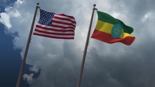 Videohive - Waving Flags Of The United States And Ethiopia 2K - 32737215 - 32737215