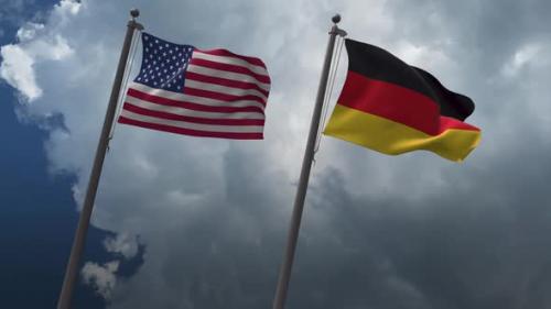 Videohive - Waving Flags Of The United States And Germany 4K - 32738233 - 32738233