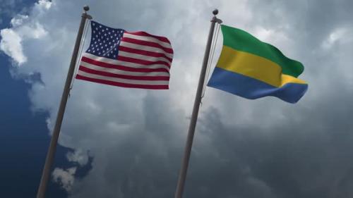 Videohive - Waving Flags Of The United States And Gabon 2K - 32738237 - 32738237