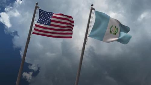 Videohive - Waving Flags Of The United States And Guatemala 4K - 32738769 - 32738769