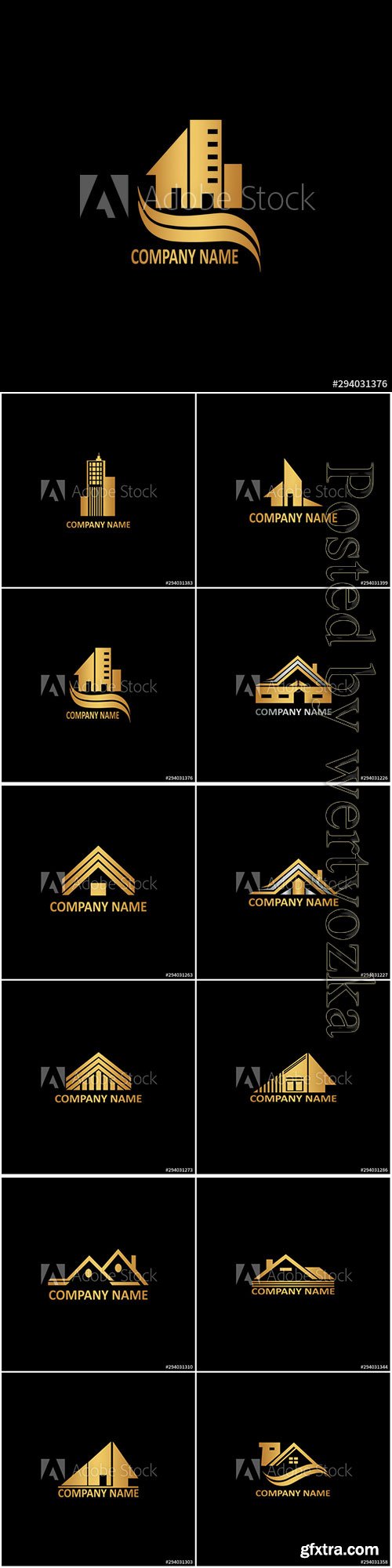 Golden abstract building logo icon vector design concept