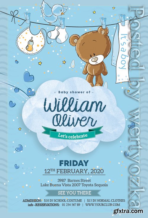 Baby Boy Birthday - Premium flyer psd template