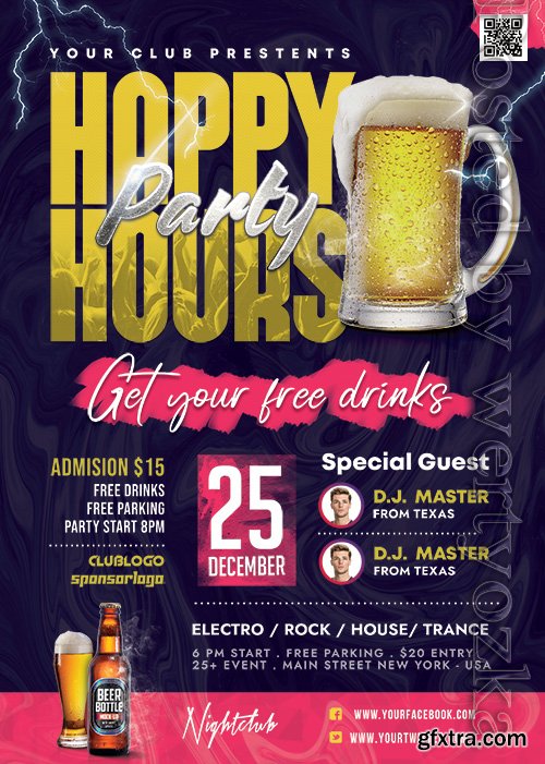 Happy Hour Club Party - Premium flyer psd template