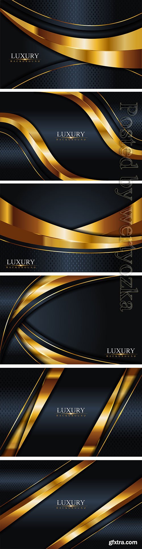 Luxury dark navy combination with golden lines background, graphic element vector