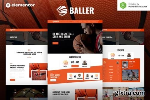 ThemeForest - Baller v1.0.0 - Basketball Team Sports Club Elementor Template Kit - 32764834