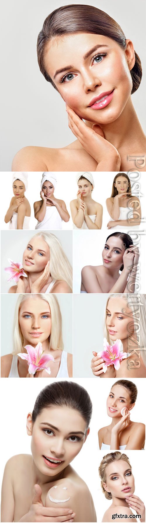 Healthy well-groomed skin of women face stock photo