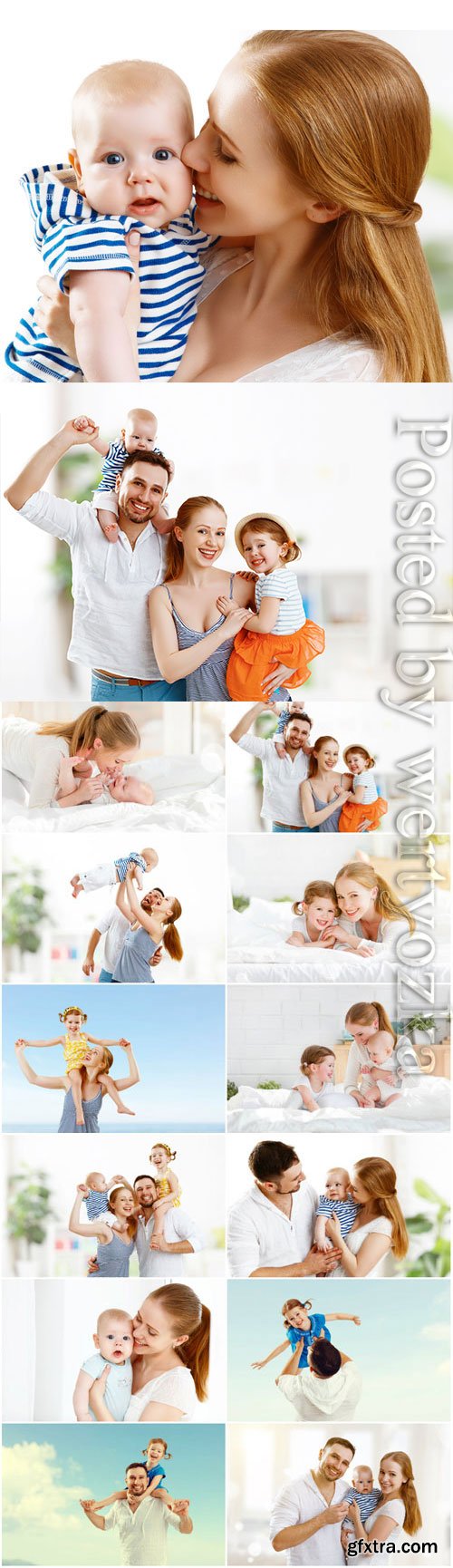 Happy cheerful family stock photo